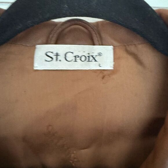 Vintage St Croix Men’s Large Cognac Brown 100% Leather Jacket - Picture 2 of 5